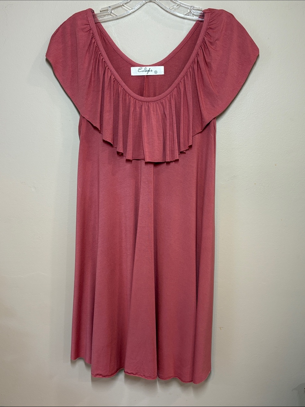 E Leigh’s Rose Ruffle Neck Swing Dress, M